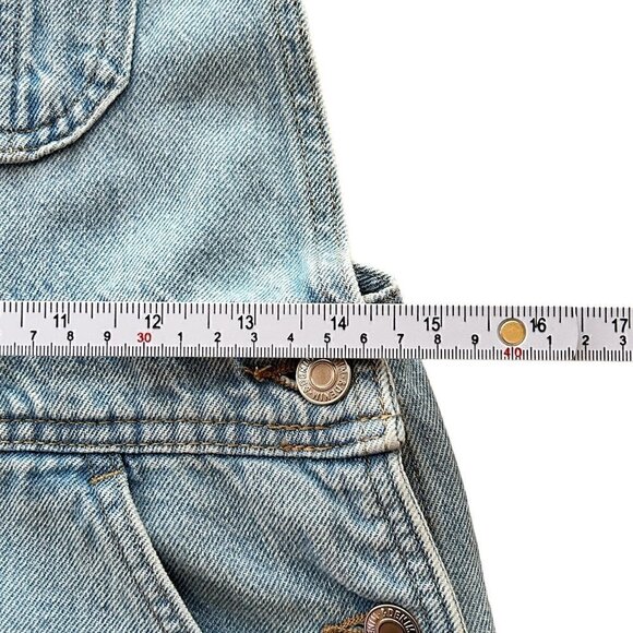 Denim Co. Overall Shorts Size (See Photos) Light Wash, Hook Straps / BiB #P1479 - Picture 8 of 12